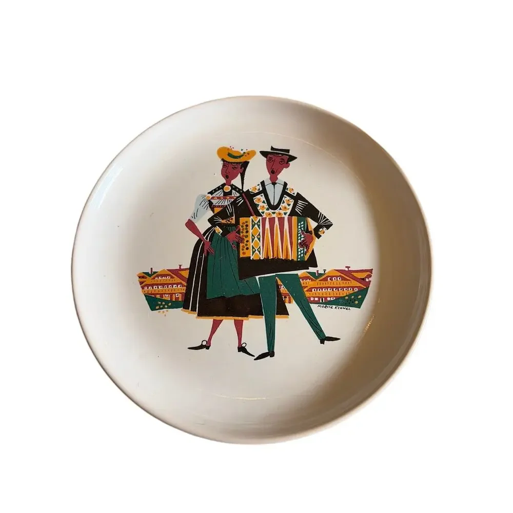 Vintage Landert Moritz Kennel Plates set of 3 Swiss Folk Art